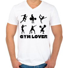 PRINTFASHION Gym Lover - Férfi V-nyakú póló - Fehér férfi póló