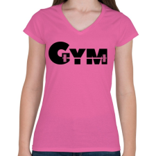 PRINTFASHION GYM - Női V-nyakú póló - Rózsaszín női póló