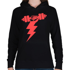 PRINTFASHION GYM villám - Női kapucnis pulóver - Fekete
