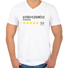 PRINTFASHION Gyógyszerész értékelés - Férfi V-nyakú póló - Fehér