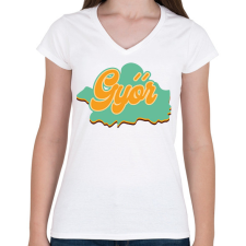 PRINTFASHION Győr - Női V-nyakú póló - Fehér női póló