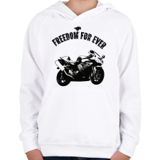 PRINTFASHION gyorsasági motor - Gyerek kapucnis pulóver - Fehér gyerek pulóver, kardigán