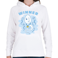 PRINTFASHION Győztes sperma - Női kapucnis pulóver - Fehér női pulóver, kardigán