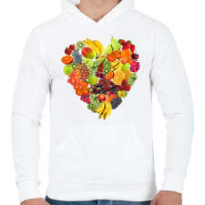 PRINTFASHION Gyümölcs-szív - Férfi kapucnis pulóver - Fehér férfi pulóver, kardigán