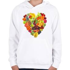 PRINTFASHION Gyümölcs-szív - Gyerek kapucnis pulóver - Fehér