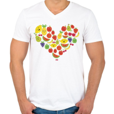 PRINTFASHION Gyümölcsös szív - Férfi V-nyakú póló - Fehér férfi póló