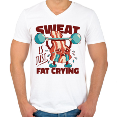 PRINTFASHION Gyúró bacon - Férfi V-nyakú póló - Fehér