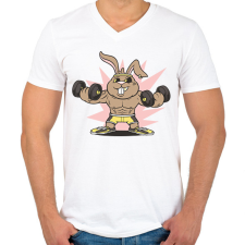 PRINTFASHION Gyúrós nyuszi - Férfi V-nyakú póló - Fehér férfi póló