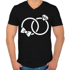 PRINTFASHION Gyűrűk - Férfi V-nyakú póló - Fekete
