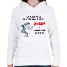 PRINTFASHION HA A CÁPA TENYÉRBŐL ESZIK - Női kapucnis pulóver - Fehér női pulóver, kardigán