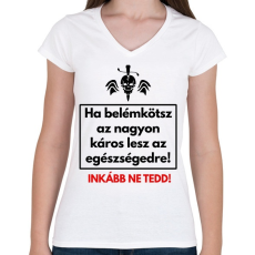 PRINTFASHION HA BELÉM KÖTSZ - Női V-nyakú póló - Fehér