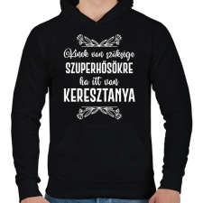 PRINTFASHION Ha itt van keresztanya - Férfi kapucnis pulóver - Fekete férfi pulóver, kardigán