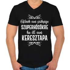PRINTFASHION Ha itt van keresztapa - Férfi V-nyakú póló - Fekete