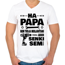 PRINTFASHION Ha papa nem tudja megjavítani - Férfi V-nyakú póló - Fehér