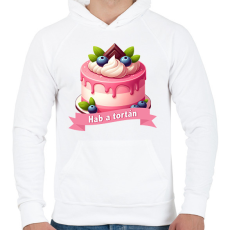 PRINTFASHION Hab a tortán - Férfi kapucnis pulóver - Fehér