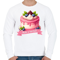 PRINTFASHION Hab a tortán - Férfi pulóver - Fehér