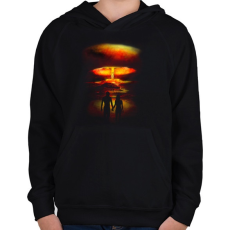 PRINTFASHION Háború és szerelem - Gyerek kapucnis pulóver - Fekete