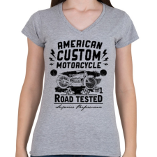 PRINTFASHION Hagyományos amerikai motor - Női V-nyakú póló - Sport szürke női póló