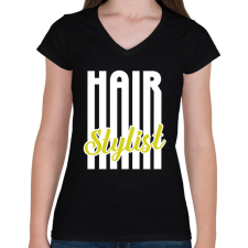 PRINTFASHION Hair Stylist (white) - Női V-nyakú póló - Fekete női póló