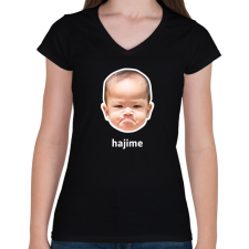 PRINTFASHION hajime - Női V-nyakú póló - Fekete női póló