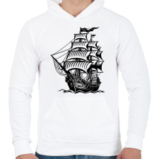 PRINTFASHION Hajó - Férfi kapucnis pulóver - Fehér férfi pulóver, kardigán