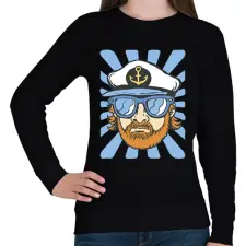 PRINTFASHION Hajóskapitány - Női pulóver - Fekete női pulóver, kardigán