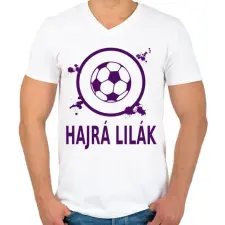 PRINTFASHION HAJRÁ LILÁK - Férfi V-nyakú póló - Fehér férfi póló