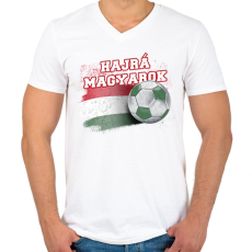 PRINTFASHION Hajrá magyarok - Férfi V-nyakú póló - Fehér