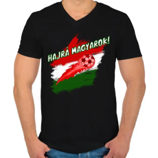 PRINTFASHION hajrá magyarok - Férfi V-nyakú póló - Fekete