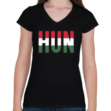 PRINTFASHION Hajrá Magyarország! - Női V-nyakú póló - Fekete női póló