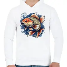 PRINTFASHION hal - Férfi kapucnis pulóver - Fehér férfi pulóver, kardigán