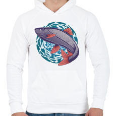 PRINTFASHION Hal - Férfi kapucnis pulóver - Fehér