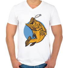 PRINTFASHION Hal - Férfi V-nyakú póló - Fehér férfi póló