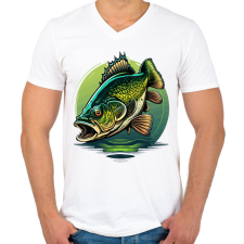 PRINTFASHION Hal - Férfi V-nyakú póló - Fehér férfi póló