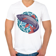 PRINTFASHION Hal - Férfi V-nyakú póló - Fehér