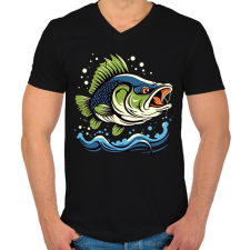 PRINTFASHION Hal - Férfi V-nyakú póló - Fekete férfi póló