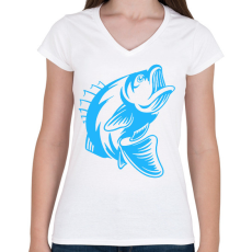 PRINTFASHION Hal/Fish - Női V-nyakú póló - Fehér