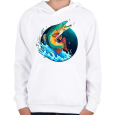 PRINTFASHION Hal - Gyerek kapucnis pulóver - Fehér