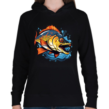 PRINTFASHION Hal - Női kapucnis pulóver - Fekete női pulóver, kardigán