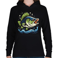 PRINTFASHION Hal - Női kapucnis pulóver - Fekete női pulóver, kardigán