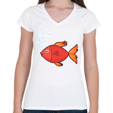 PRINTFASHION Halacska  - Női V-nyakú póló - Fehér