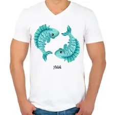 PRINTFASHION Halak - Férfi V-nyakú póló - Fehér férfi póló