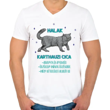 PRINTFASHION Halak - Karthauzi cica - Férfi V-nyakú póló - Fehér férfi póló