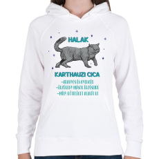 PRINTFASHION Halak - Karthauzi cica - Női kapucnis pulóver - Fehér