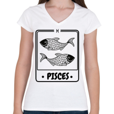 PRINTFASHION halak - Női V-nyakú póló - Fehér női póló