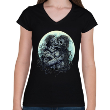 PRINTFASHION Halálos Csók - Női V-nyakú póló - Fekete női póló