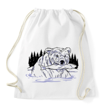 PRINTFASHION Halászó medve - Sportzsák, Tornazsák - Fehér tornazsák