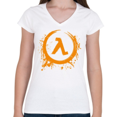 PRINTFASHION Half Life - Női V-nyakú póló - Fehér