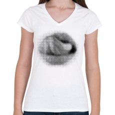 PRINTFASHION Halftone mouth - Női V-nyakú póló - Fehér