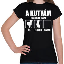 PRINTFASHION Hallgat rám a kutyám - Női póló - Fekete női póló